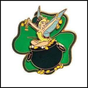 Disney Tinkerbell Pin St. Patrick's Day Clover Pot of Gold Official 2008‎ 59859